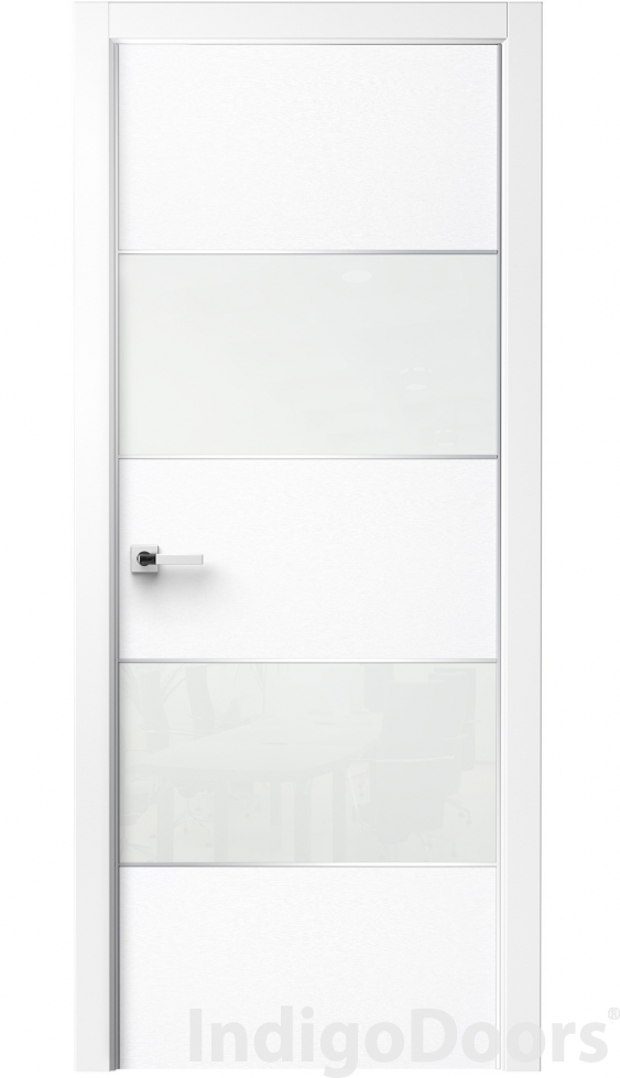 Image Titanium Interior Door Bianco Noble / White Glass 2