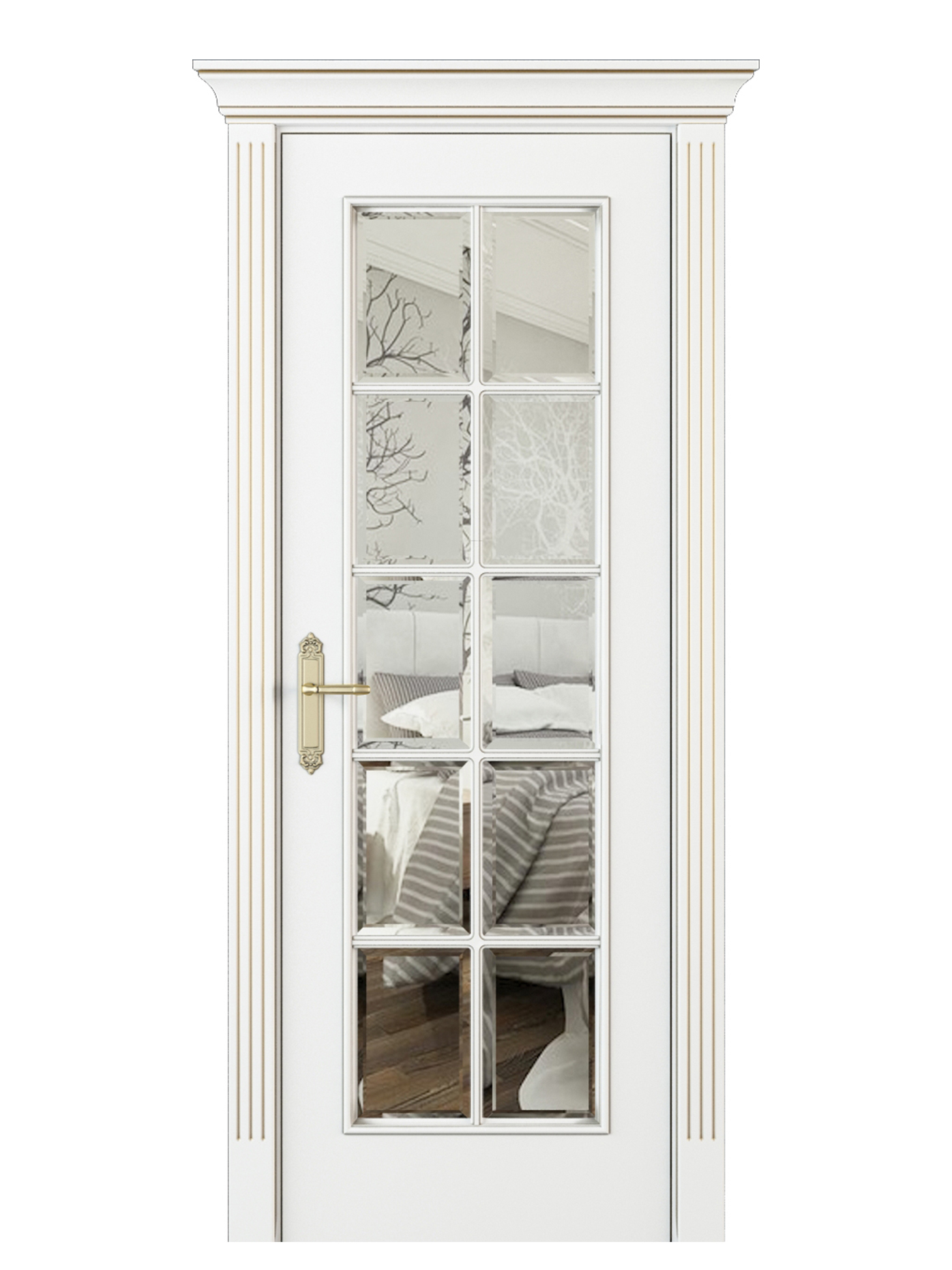 Image Parma Interior Door Italian Enamel White Beveled Glass 1