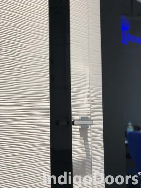 Image Dianto Interior Door 3D White / Black Beveled Glass 4